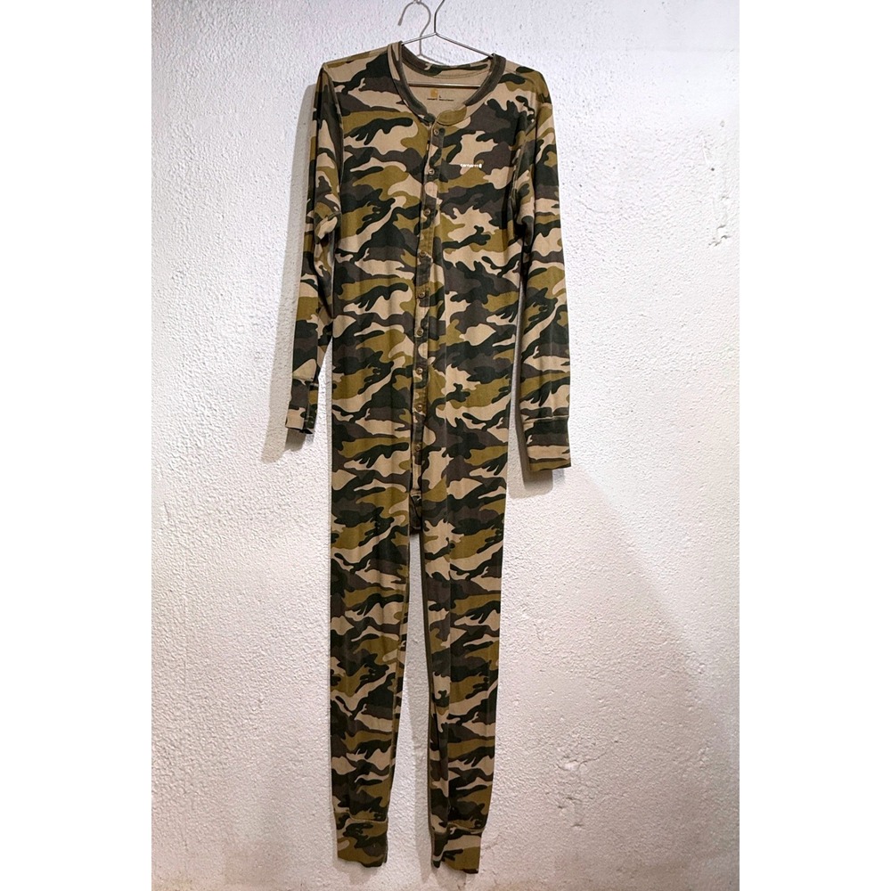 Carhartt Long Johns Mens L Camo Long Sleeve Henley Base Layer Thermal Y2K